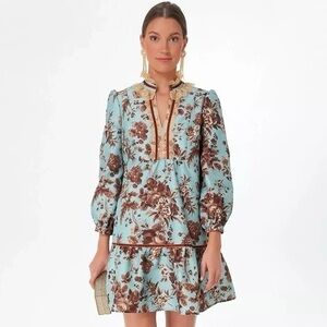 Tuckernuck Classic Floral Blue and Brown Women's Dress